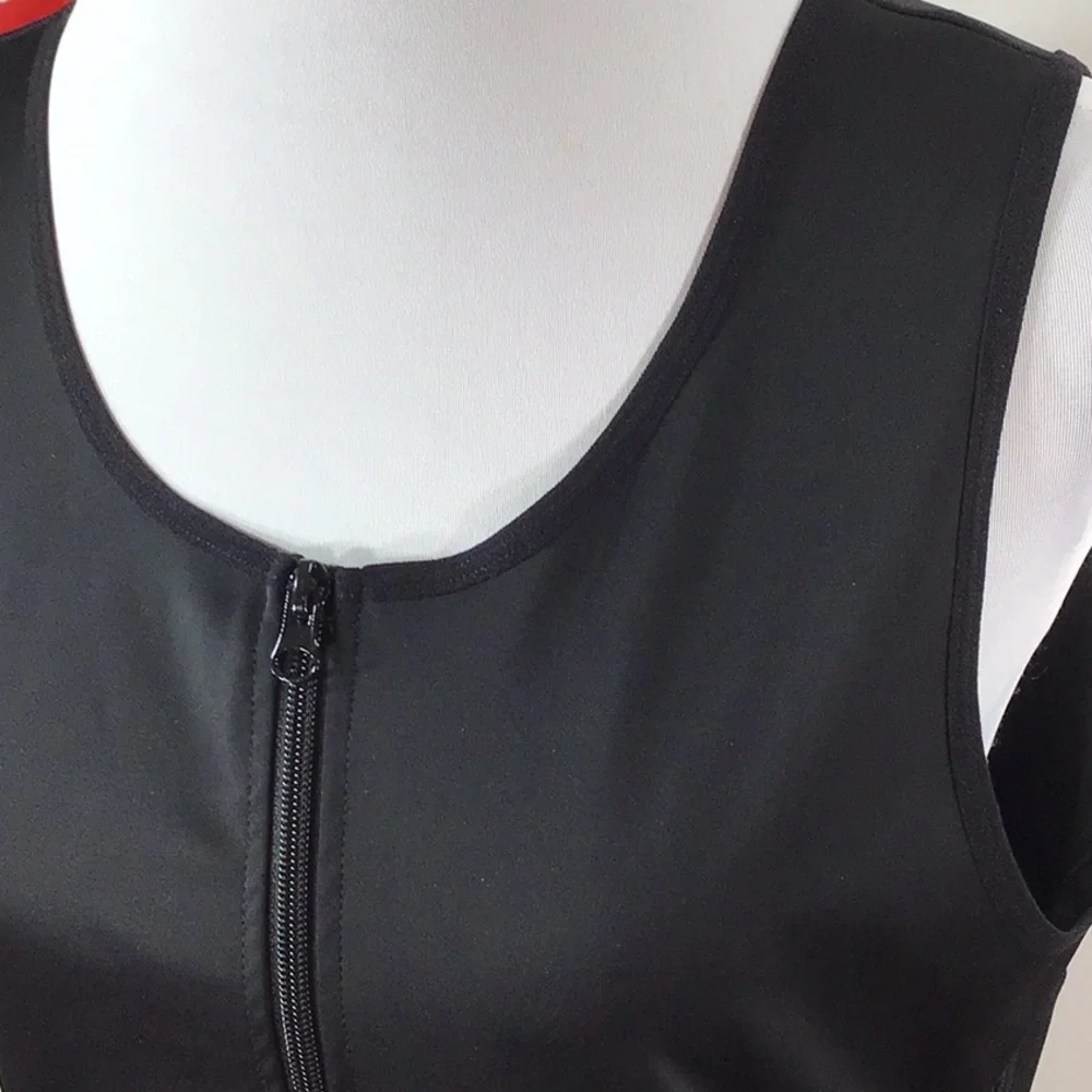 Black zip front shapewear tank XL 40% spandex
